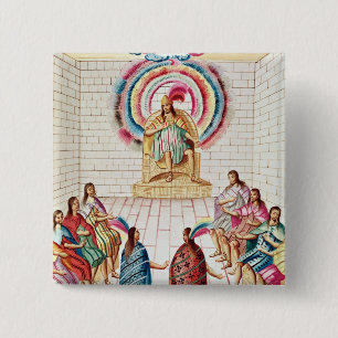 Montezuma II and his Council 15 Cm Square Badge