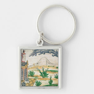 Montezuma II  watching a comet, 1579 Key Ring
