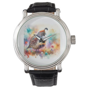 Montezuma Quail AREF755 - Watercolor Watch
