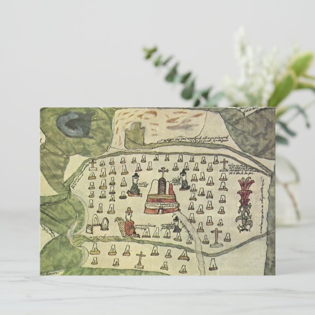 Montezuma's Aztec Empire, Antique World Map, 1577 Invitation (Standing Front)