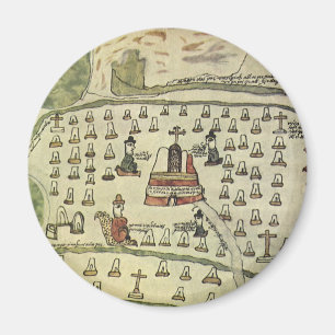 Montezuma's Aztec Empire, Antique World Map, 1577 Magnet