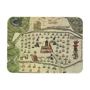 Montezuma's Aztec Empire, Antique World Map, 1577 Magnet