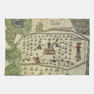 Montezuma's Aztec Empire, Antique World Map, 1577 Tea Towel