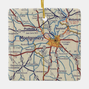 Montgomery AL Vintage Map Ceramic Ornament