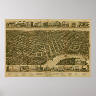 Montgomery Alabama 1887 Antique Panoramic Map Poster