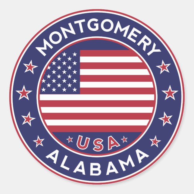 Montgomery, Alabama Classic Round Sticker (Front)