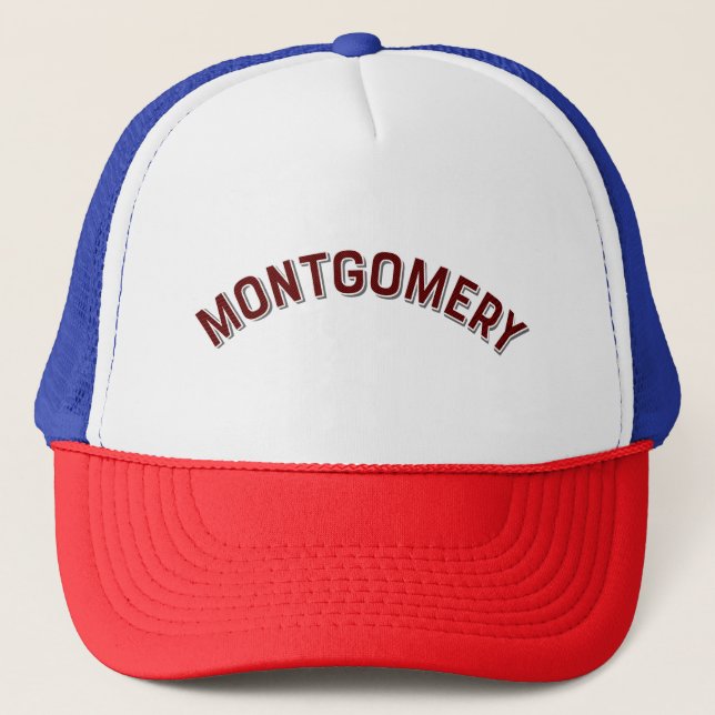 Montgomery, Alabama Vintage Arch Trucker Hat (Front)