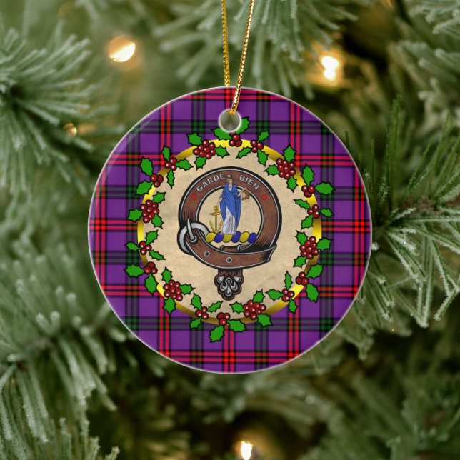 Montgomery Badge & Tartan Personalised Christmas Ceramic Ornament (Tree)
