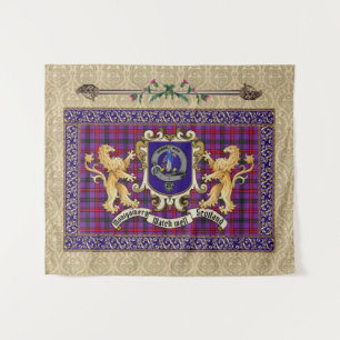 Montgomery Clan Badge & Tartan w/Lions  Tapestry