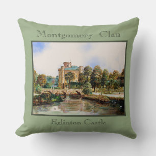 Montgomery Clan Castle Sage, Tartan Throw Pillow