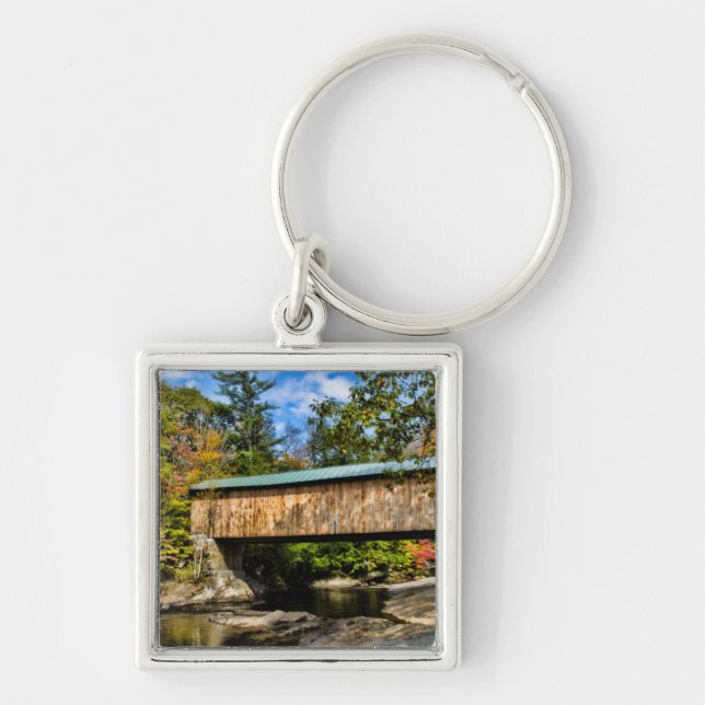 Montgomery Covered Bridge with fall foliage Key Ring (Front)
