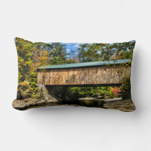 Montgomery Covered Bridge with fall foliage Lumbar Cushion