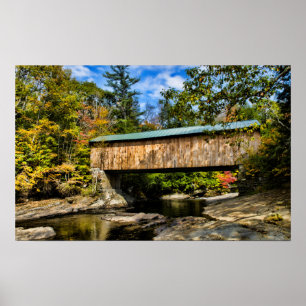 Montgomery Covered Bridge with fall foliage Poster