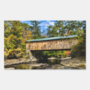 Montgomery Covered Bridge with fall foliage Rectangular Sticker