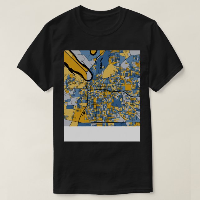 Montgomery Map Pattern in Blue Gold TShirt (Design Front)