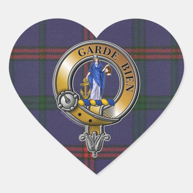 Montgomery Tartan & Badge Heart Sticker (Front)