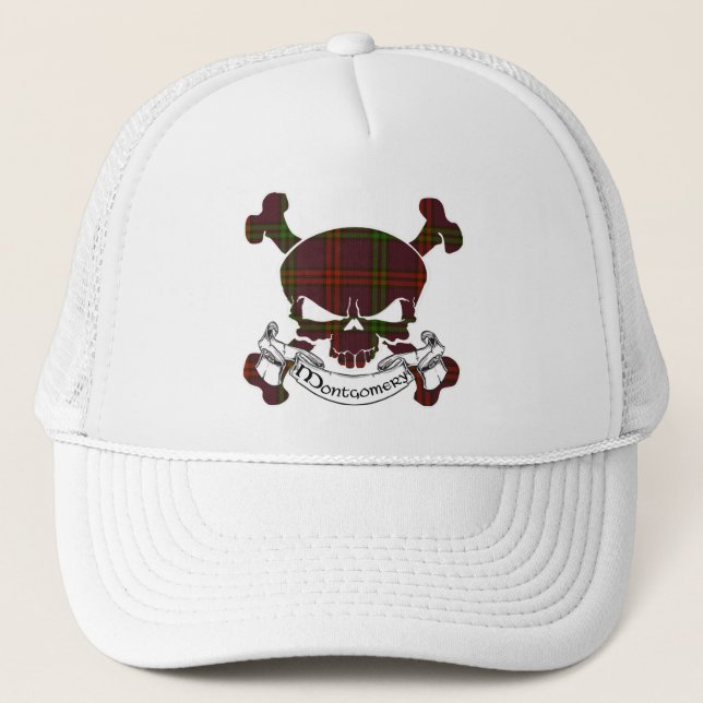 Montgomery Tartan Skull Trucker Hat (Front)