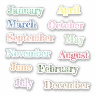 Month Custom-Cut Vinyl Sticker, Month Of The Year