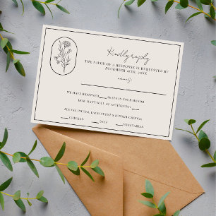 Month Flower   January   Fully Customise Wedding RSVP Card