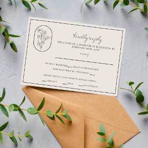 Month Flower   March   Fully Customise Wedding RSVP Card