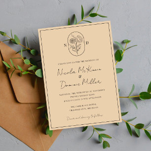 Month Flower November Fully Customise Wedding Invitation