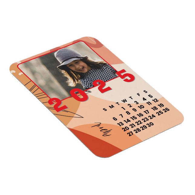 Month of April New Year 2025 Calendar Family Photo Magnet (Right Side)