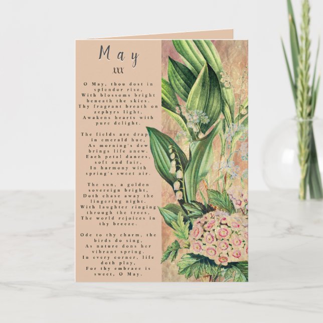 Month of May Born Prose Flower Card (Front)