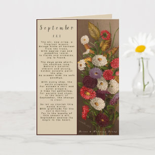 Month of September Born In Prose Flower Card