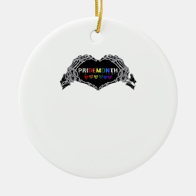 Month Skeleton Heart Hands LGBTQIA  Ceramic Ornament (Front)