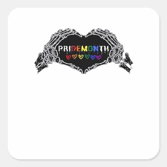 Month Skeleton Heart Hands LGBTQIA  Square Sticker (Front)
