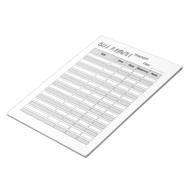 Monthly Bill Payment Tracker Log Notepad (Angled)
