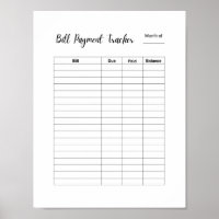 Monthly Bill Payment Tracker Log