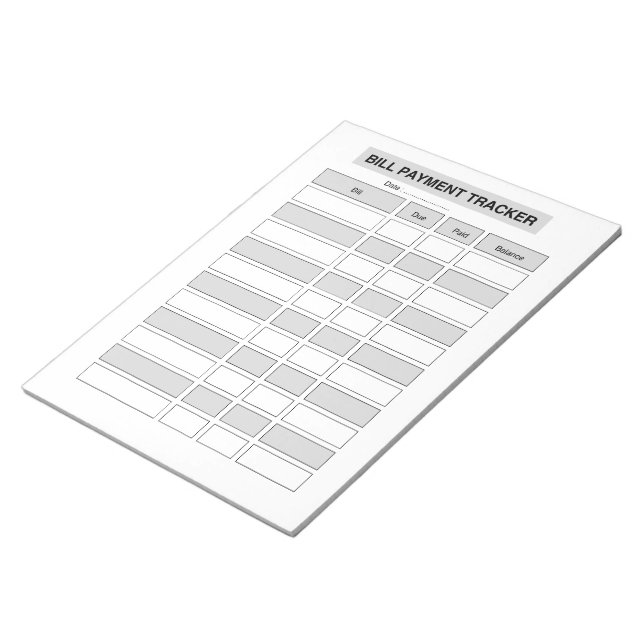 Monthly Bill Payment Tracker Notepad (Angled)