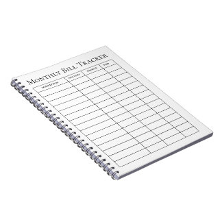 Monthly Bill Tracker Notebook