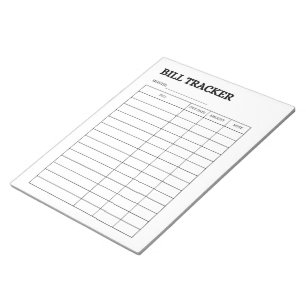 Monthly Bill Tracker Notepad