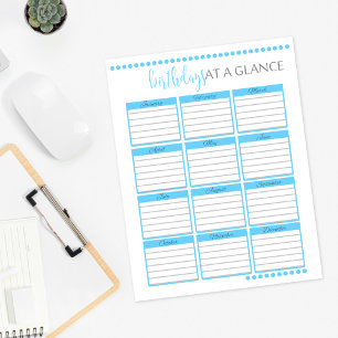 Monthly Birthdays at a Glance Baby Blue