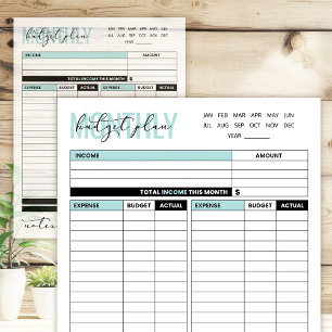 Monthly Budget Plan of Income and Expenses Notepad