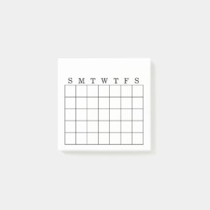 Monthly Calendar/Habit Tracker Post-It Note