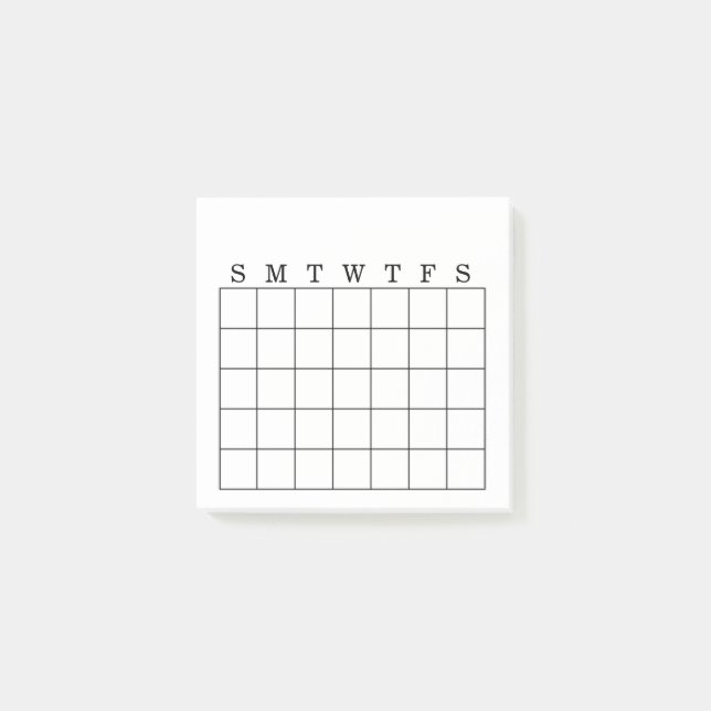 Monthly Calendar/Habit Tracker Post-It Note (Front)