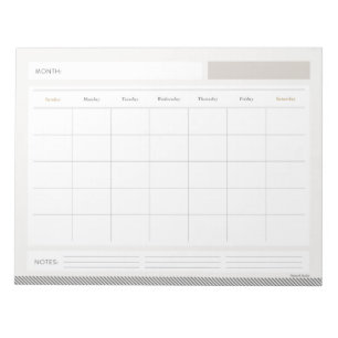 Monthly Calendar Notepad