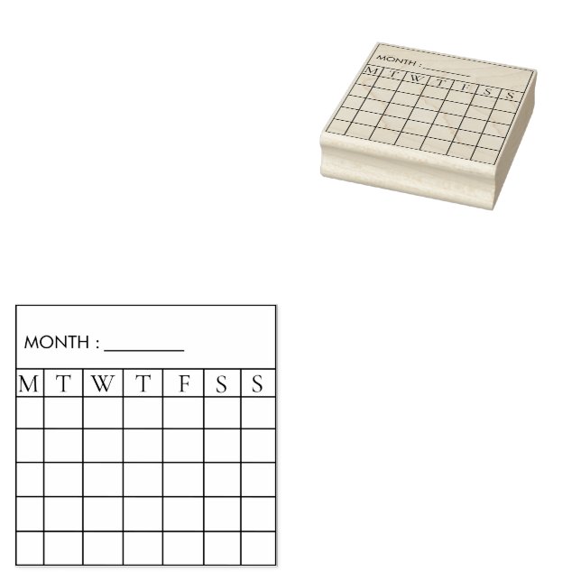 Monthly Calendar Planner Rubber Stamp (Stamped)