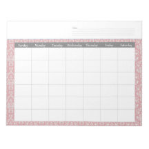 Monthly Coral Damask Calendar Planner Notepad
