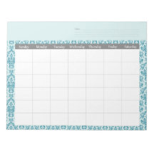 Monthly Damask Calendar Planner Notepad