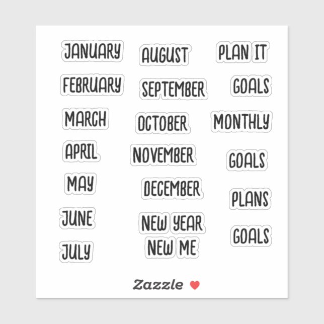 Monthly Decorative Customisable Planner Stickers (Sheet)