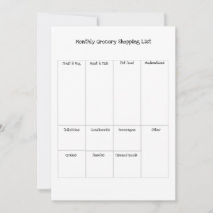 Monthly Grocery Shopping List Holiday Card