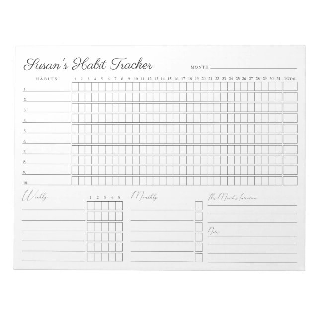 Monthly Habit Tracker - Modern Minimalist Notepad (Front)