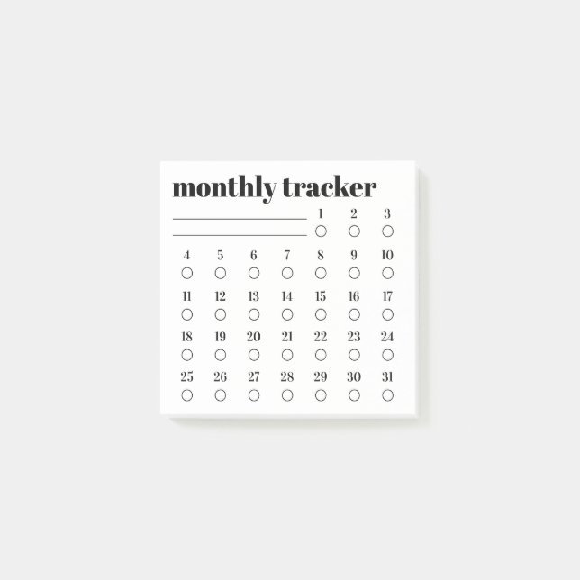 Monthly Habit Tracker Sticky Notes Pad (Front)