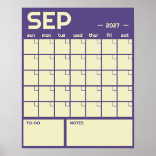 Monthly Large Undated Vibrant Colour Wall Calendar Poster