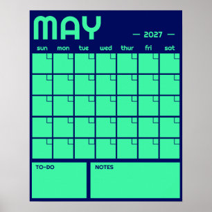 Monthly Large Undated Vibrant Colour Wall Calendar Poster