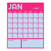 Monthly Large Undated Vibrant Colour Wall Calendar